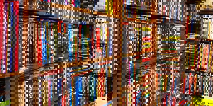 Several bookcases full of books.