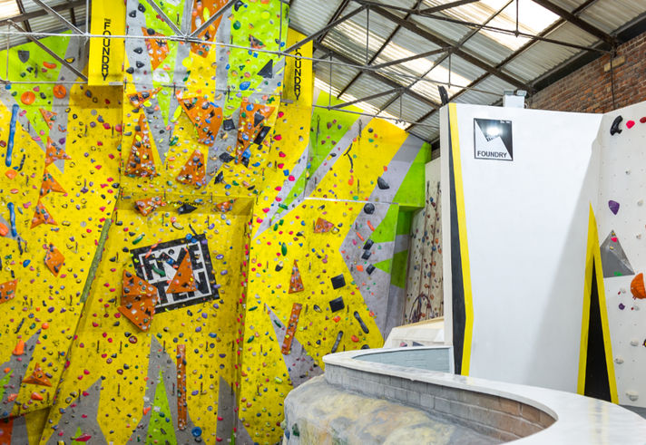 Climbing walls at The Foundry Climbing Centre.