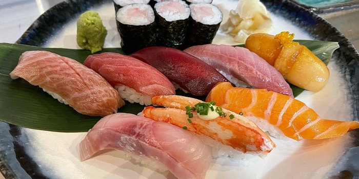 A plate of sushi at Roku Sheffield.