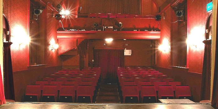 Inside the Lantern Theatre, as seen from the stage.