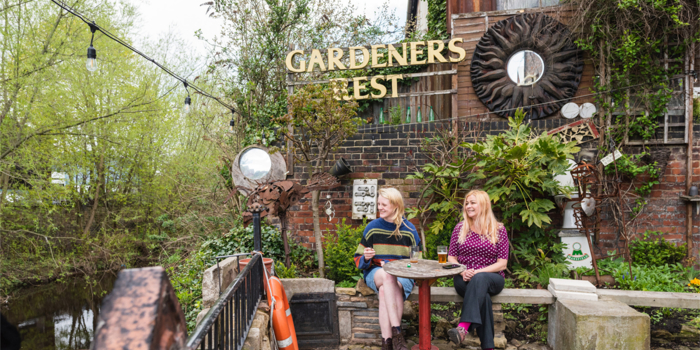 The beer garden at The Gardeners Rest.