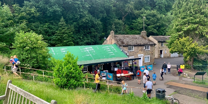 The exterior of the Forge Dam Cafe.