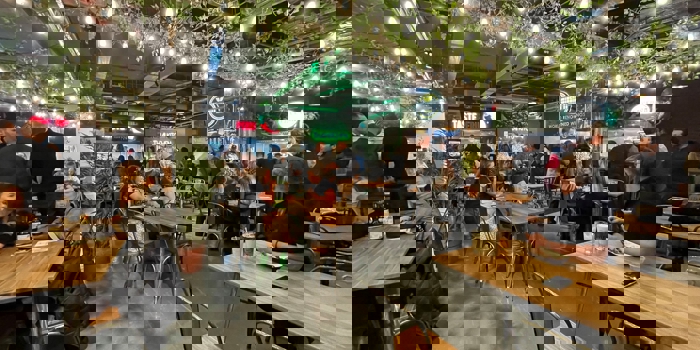 Inside the food hall Sheffield Plate  at Orchard Square in Sheffield city centre.